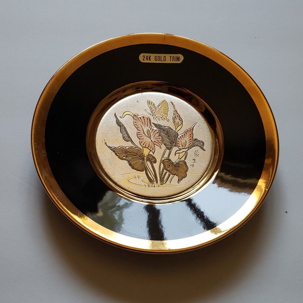 Art of Chokin 24k gold trim Japanese plate - Picture 1 of 5